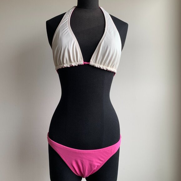 Billabong surf BLUE CRUSH era Vintage bikini pink reversible halter top set RARE - Picture 7 of 7